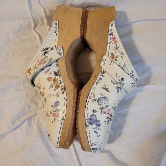 Kerstin adolphson Women PlatformLeather Shoes Floral Size 6.5 Made in Sweden - Picture 3 of 5
